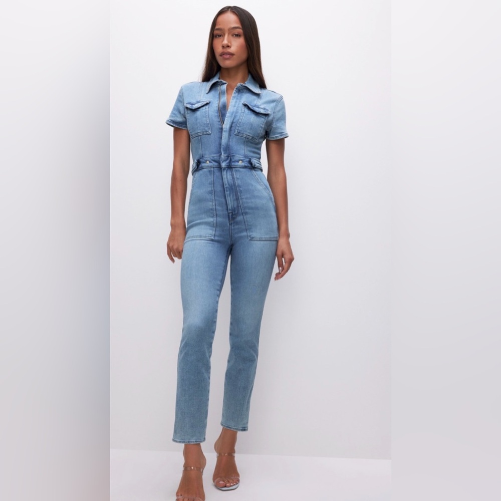Good American Light Blue Denim Jumpsuit Jeans